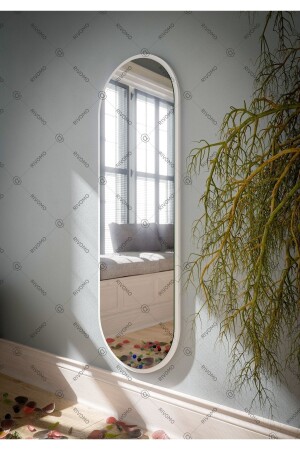 Beyaz Oval Dekoratif Boy Aynası 150x50 - 2