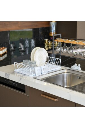 MNZ-White Pe Coated Stainless Single Layer Plate/Dish Rack (M) - Zensan