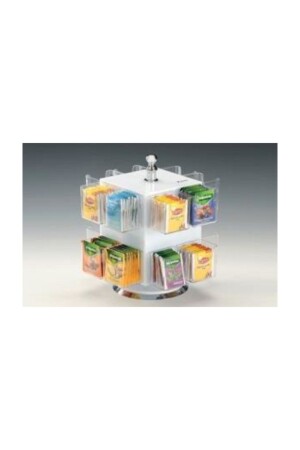 Beyaz Polikarbonat Gözlü Akrilik 16 lı Döner Çay Standı 26 cm - Zicco