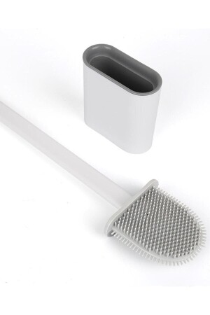 Beyaz Renk Silikon Banyo Tuvalet Klozet Temizleme Fırçası Ve Tutucu Set - 2