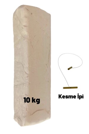 Beyaz Seramik Hamuru- Doğal Kil Çamuru- Oyun Hamuru- 10 Kg- Çamur Kesme Teli-ipi - 1