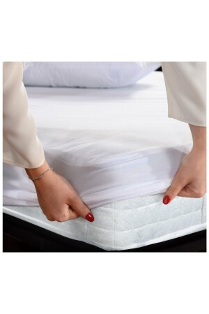 Beyaz Sıvı Geçirmez Fitted Yatak Koruyucu Çift Kişilik Alez SCFTDALEZ - SC HOME