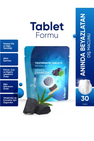Beyazlatıcı Aktif Karbonlu Diş Macunu Tableti - Doğal Beyazlatma 30 Tablet - 1
