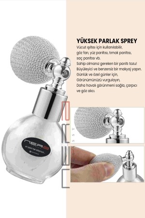 Beyaz&Silver Glitter Toz Sprey- Yüz Ve Vucut Simi Işıltılı - 1