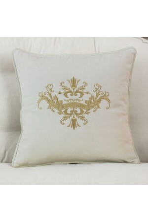 Beybi Face Kadife Üzeri Gold Sim Ipli Nakış Kırlent Kılıfı Crown-1006 - conthes