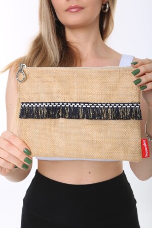 Bez Çanta Jüt Clutch Bez Çanta Cüzdan - 3