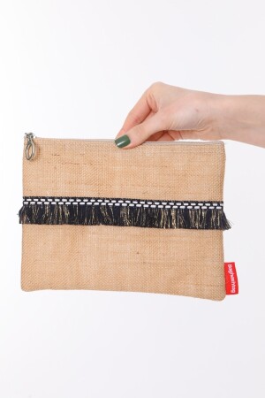 Bez Çanta Jüt Clutch Bez Çanta Cüzdan - 5