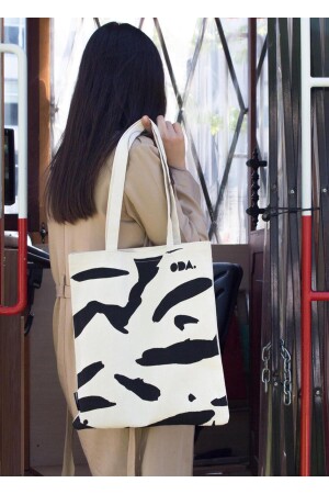 Kanvas Bez Çanta Siyah Beyaz Zebra Desenli Tote Bag Kanvas Bez Çanta Tote Bag ODABGGCNVS1 - 4