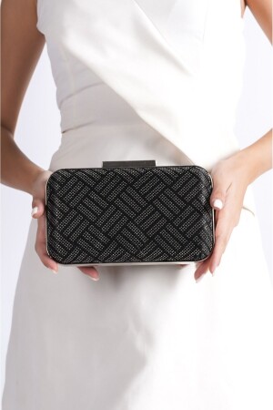 كيس ملابس مساء من حجر أسود من النساء BG1175-310-0003 - Moda Değirmeni