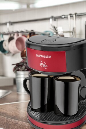 Bi Coffee Red Doppeltassen-Filterkaffeemaschine mit BiKahveGift - 8
