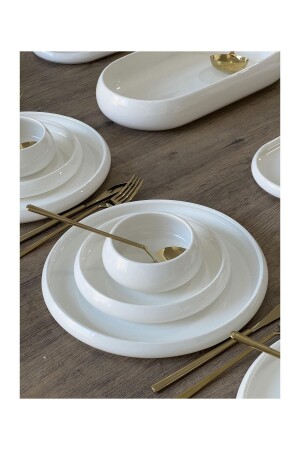 Bianco Perla Seri Saf Beyaz Porselen 12 Kişilik 41 Parça Yemek Takımı tnn-001fghj-558 - 6