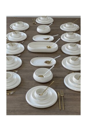 Bianco Perla Seri Saf Beyaz Porselen 12 Kişilik 41 Parça Yemek Takımı tnn-001fghj-558 - doğudeko