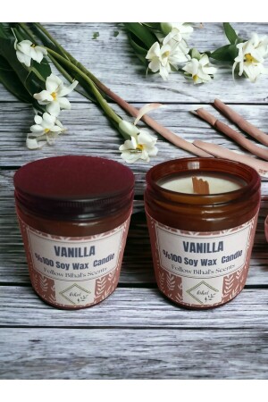 Bihal Kerze mit natürlichem Vanille-Duft, Sojawachs und Holzdocht (250 ml – 510 g) VANILYA180 ml - 2