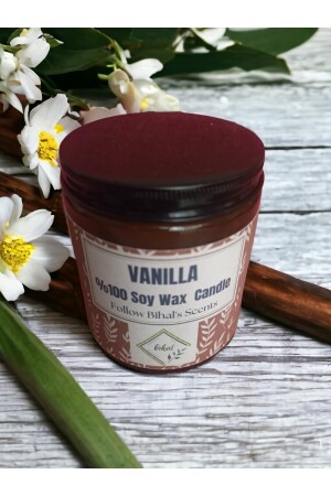 Bihal Kerze mit natürlichem Vanille-Duft, Sojawachs und Holzdocht (250 ml – 510 g) VANILYA180 ml - 3
