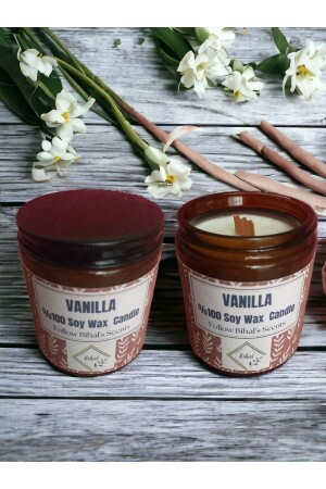 Bihal Kerze mit natürlichem Vanille-Duft, Sojawachs und Holzdocht (250 ml – 510 g) VANILYA180 ml - 1