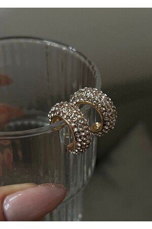 أذن قلوب الحجر من زيركون ميني من الذهب - Kiligistanbul