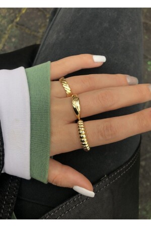 مجموعة خاتم من الذهب ثلاث قطعات للنساء - X-Lady Accessories