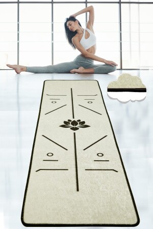BIKRAM BEYAZ 60X200 cm Yoga,Spor,Fitness,Pilates Halısı Yoga Matı Yıkanabilir Kaymaz 8682125968063 - 1