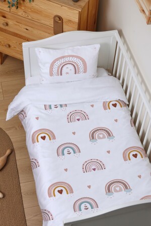 Bio-Bettbezug-Set für Babys (100 x 150) – Iconic-Serie – Salmon Star Rainbow ETNTB1BCIC023 - 1