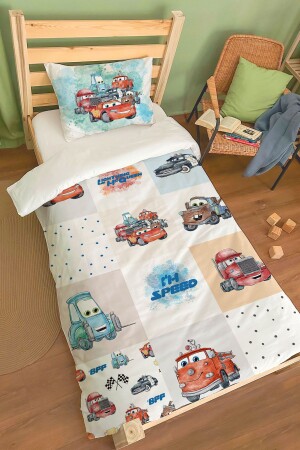 Bio-Einzelbettbezug-Set – Cartoon-Serie – Muster „Lightning Mcqueen und seine Freunde“ ETNTT1BCCS025 - 1