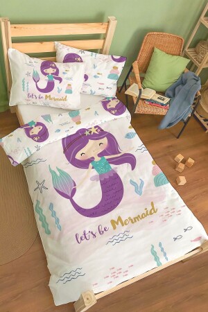 Bio-Einzelbettbezug-Set – Serie „For Baby“ – Purple Mermaid BSNVRTK00T061 - 1