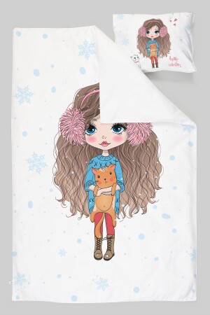 Bio-Einzelbettbezug-Set – Young-Serie – Girl Loving Cats in Snowy Weather ESNVRTK001057 - 4