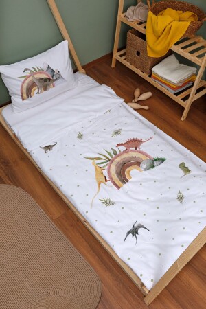 Bio-Montessori-Bettbezug-Set (100 x 200) – Für Baby-Serie – Dinosaurier im Regenbogen ETNMN1STFB088 - 2