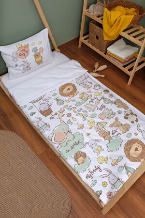 Bio-Montessori-Bettbezug-Set (100 x 200) – Pure Baby-Serie – niedlicher Zoo ETNMN1STPB121 - 1