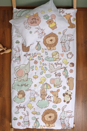 Bio-Montessori-Bettbezug-Set (100 x 200) – Pure Baby-Serie – niedlicher Zoo ETNMN1STPB121 - 5