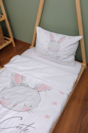 Bio-Montessori-Bettbezug-Set (100 x 200) – Serie „For Baby“ – Hase mit rosa Ohren ETNMN1STFB086 - 5