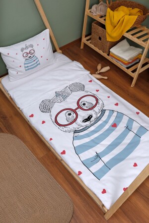 Bio-Montessori-Bettbezug-Set (100 x 200) – Serie „For Baby“ – Seemann-Eisbär mit Brille ETNMN1STFB111 - 1