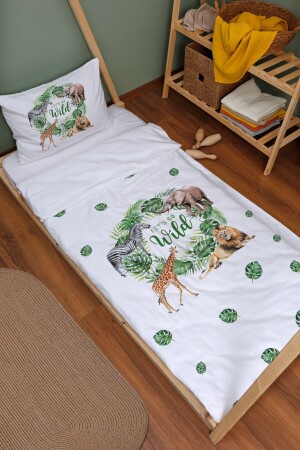 Bio-Montessori-Bettbezug-Set (100 x 200) – Serie „Für Babys“ – Real Safari Green Circle, detailliert ETNMN1STFB044 - 1