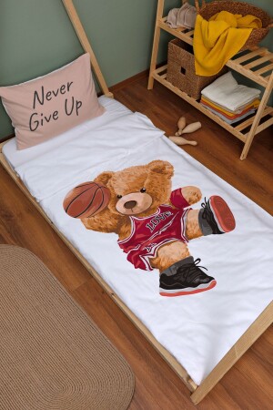 Bio-Montessori-Bettbezug-Set (100 x 200) – Young-Serie – Basketball-Teddybär ETNMN1STYG129 - 2