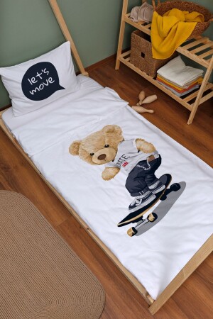 Bio-Montessori-Bettbezug-Set (100 x 200) – Young-Serie – Skateboard-Teddybär ETNMN1STYG130 - 2