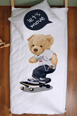 Bio-Montessori-Bettbezug-Set (100 x 200) – Young-Serie – Skateboard-Teddybär ETNMN1STYG130 - 6