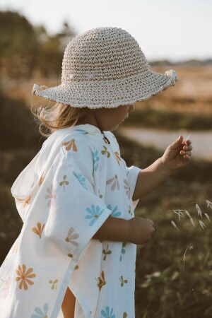 Bio-Musselin-Badetuch aus 100 % Bio-Baumwolle mit Kapuze für den Strand, für Kinder, Baby-Poncho, Bademantel - 1