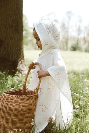 Bio-Musselin-Badetuch aus 100 % Bio-Baumwolle mit Kapuze für den Strand, für Kinder, Baby-Poncho, Bademantel - 2