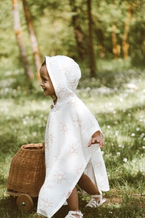 Bio-Musselin-Badetuch aus 100 % Bio-Baumwolle mit Kapuze für den Strand, für Kinder, Baby-Poncho, Bademantel - 4