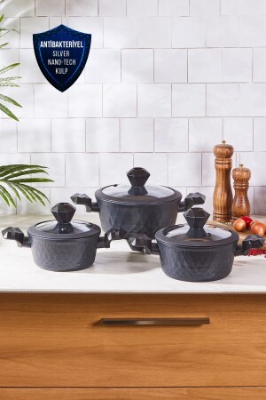 Biodiamond Antibakteriyel Kulp Indüksiyon Tabanlı 6 Parça Tencere Seti 153.03.08.0428 - Karaca