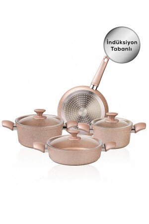 Biogranit Antique Rose Neues 7-teiliges Kochgeschirr-Set mit Induktionsboden 153. 03. 08. 1153 - 1