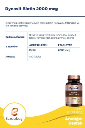 Biotin 2000 Mcg 100 Tablet 13577 - 7