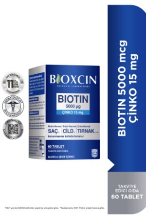 Biotin 5000 Mcg Nahrungsergänzungsmittel 60 Tabletten – Gesundes Haar, Haut, Nägel 8680512628019 - 2