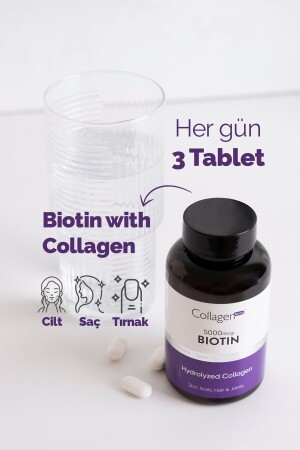 Biotin 5000mcg & Kolajen 1500mg X 90 Tablet- Saç Vitamini Güçlendirici Gıda Takviyesi - 4