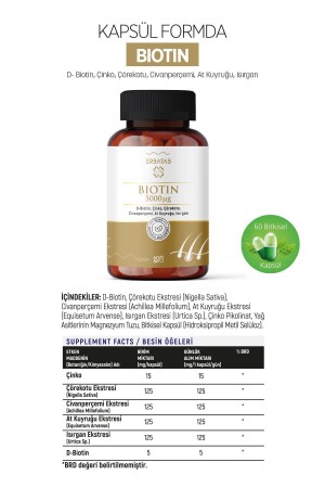 Biotin (ÇİNKO ÇÖREKOTU CİVAN PERÇEMİ AT KUYRUĞU ISIRGAN EKSTRESİ) 60 Kapsül - 4