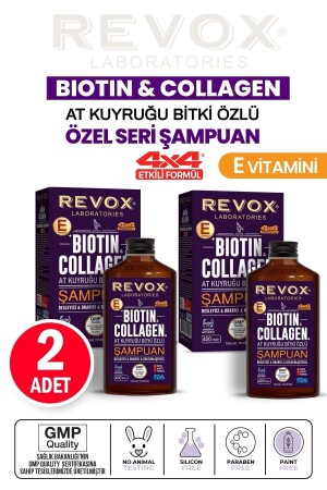 Biotin Collagen At Kuyruğu Bitki Özlü Dökülme Karşıtı, Hızlı Uzama Dolgunlaştırıcı Şampuan 2 Adet RBCS400S - 1