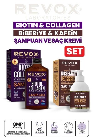 Biotin & Kolajen E Vitamini Destekli Saç Bakım Şampuanı Biberiye Ve Kafein Özlü Saç Kremi - 1