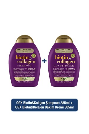 Biotin Kolajen Sülfatsız Şampuan 385 ml Biotin Kolajen Sülfatsız Saç Bakım Kremi 385 ml - 1