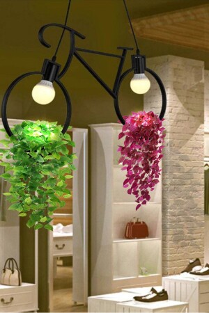 Bisiklet Saksı Metal Avize Dekoratif Yeni Trend Balkon Cafe Otel Kamelya Için Sarkıt Çiçeklik Lamba ATLY41 - 3