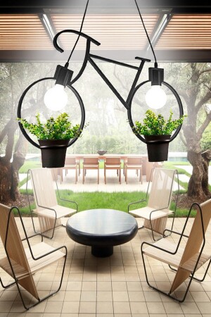 Bisiklet Saksı Metal Avize Dekoratif Yeni Trend Balkon Cafe Otel Kamelya Için Sarkıt Çiçeklik Lamba ATLY41 - 4