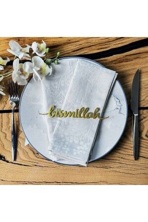 Bismillah Yazılı Metal Peçete Süsü - Ramazan Konsepti - Iwa Concept